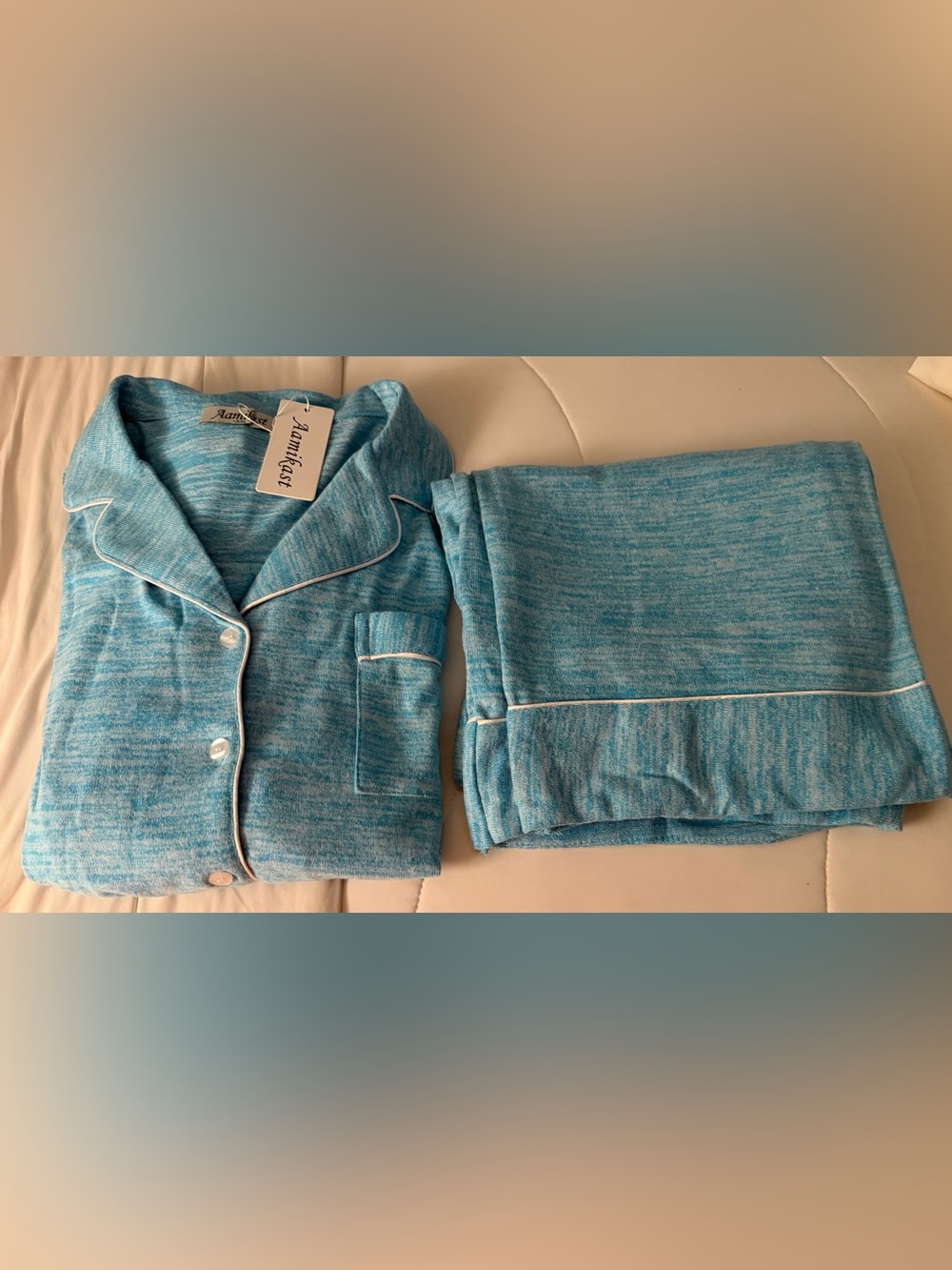 Women's Pajama Set with White Piping